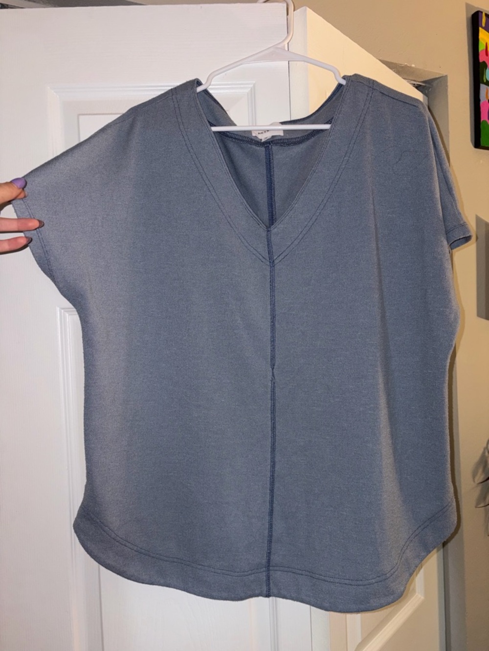Soft V-Neck Women's Top in Slate Blue